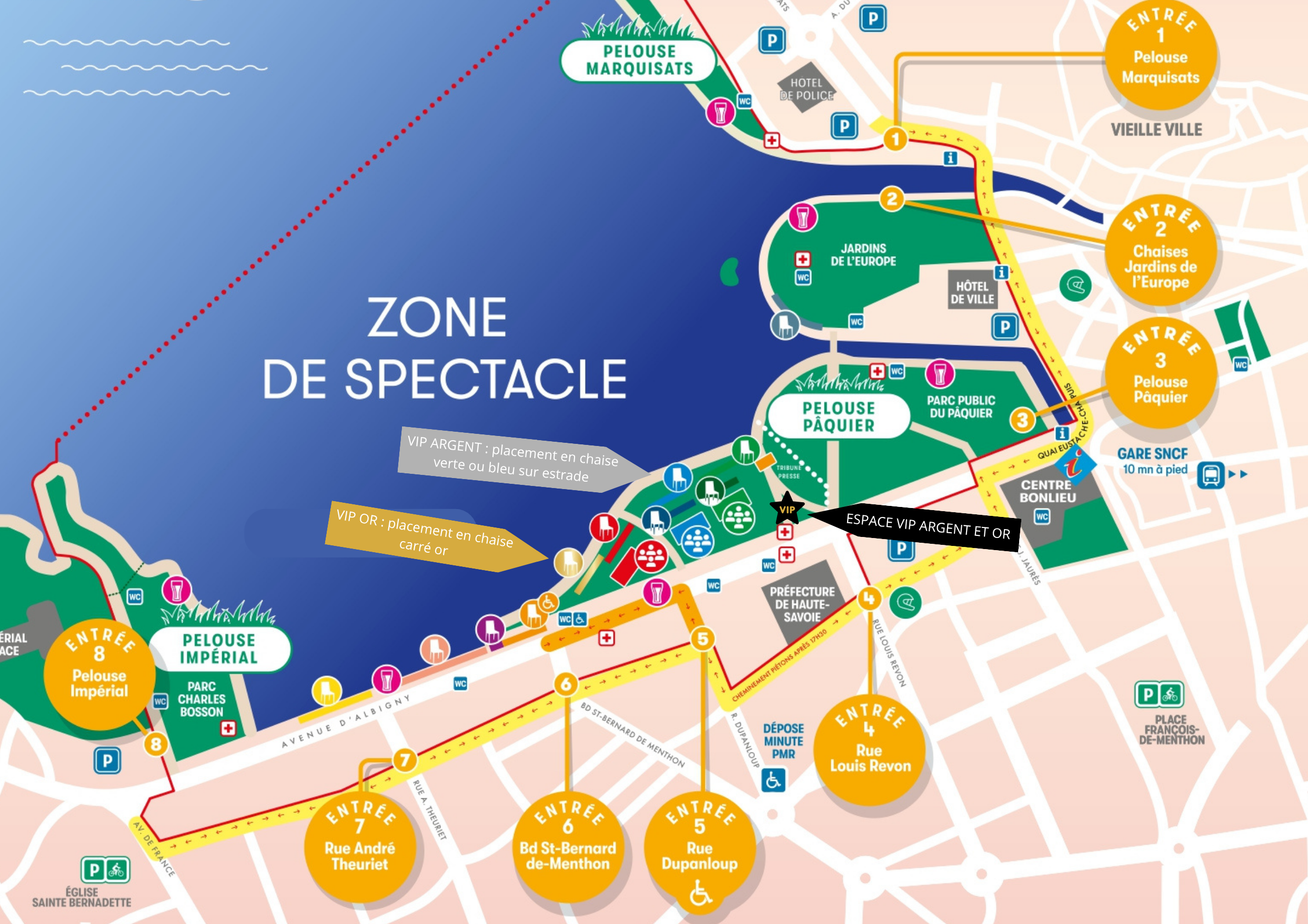 Plan de situation — Espace VIP Argent et Or sur le Pâquier